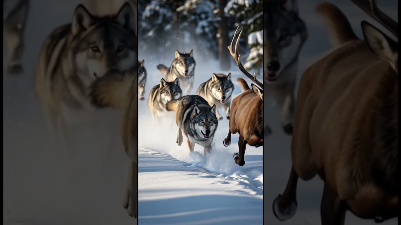 Pack of wolves chased after a deer | Wildlife Action Sequence 