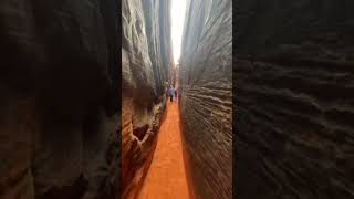 Petroglyphs in hidden slot-canyon (St. George, Utah). March. 2023