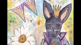 #PawgustArt - Mixed Media Canvas Process - Whimsical Rabbit