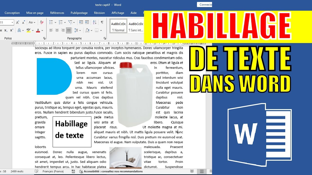 Comment appliquer un habillage de texte sur Word || Texte captif - YouTube