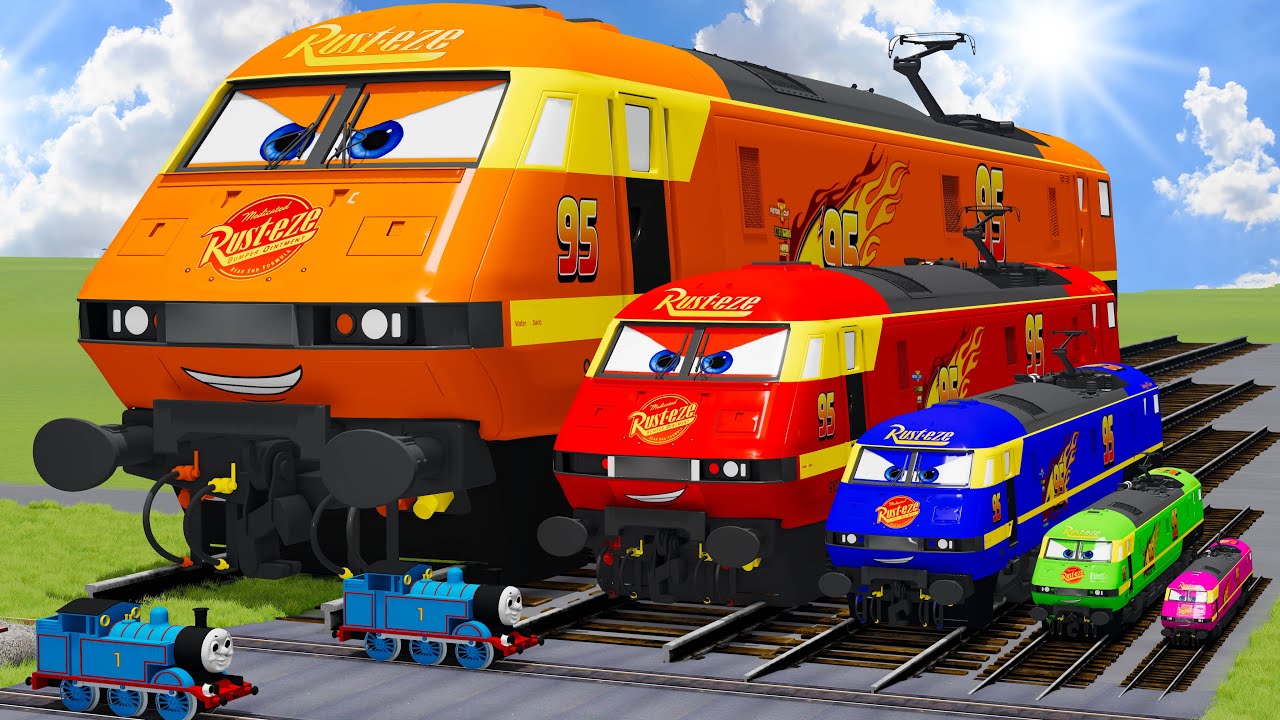 Big & Small Colors Trains Lightning Mcqueen vs Trains Thomas | BeamNG.Drive
