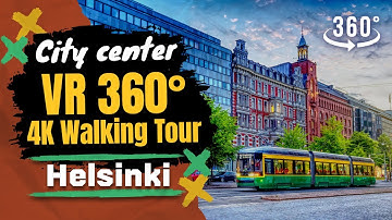 VR 360° 🇫🇮 City center in Helsinki🚶‍♂️4K Walking Tour Finland
