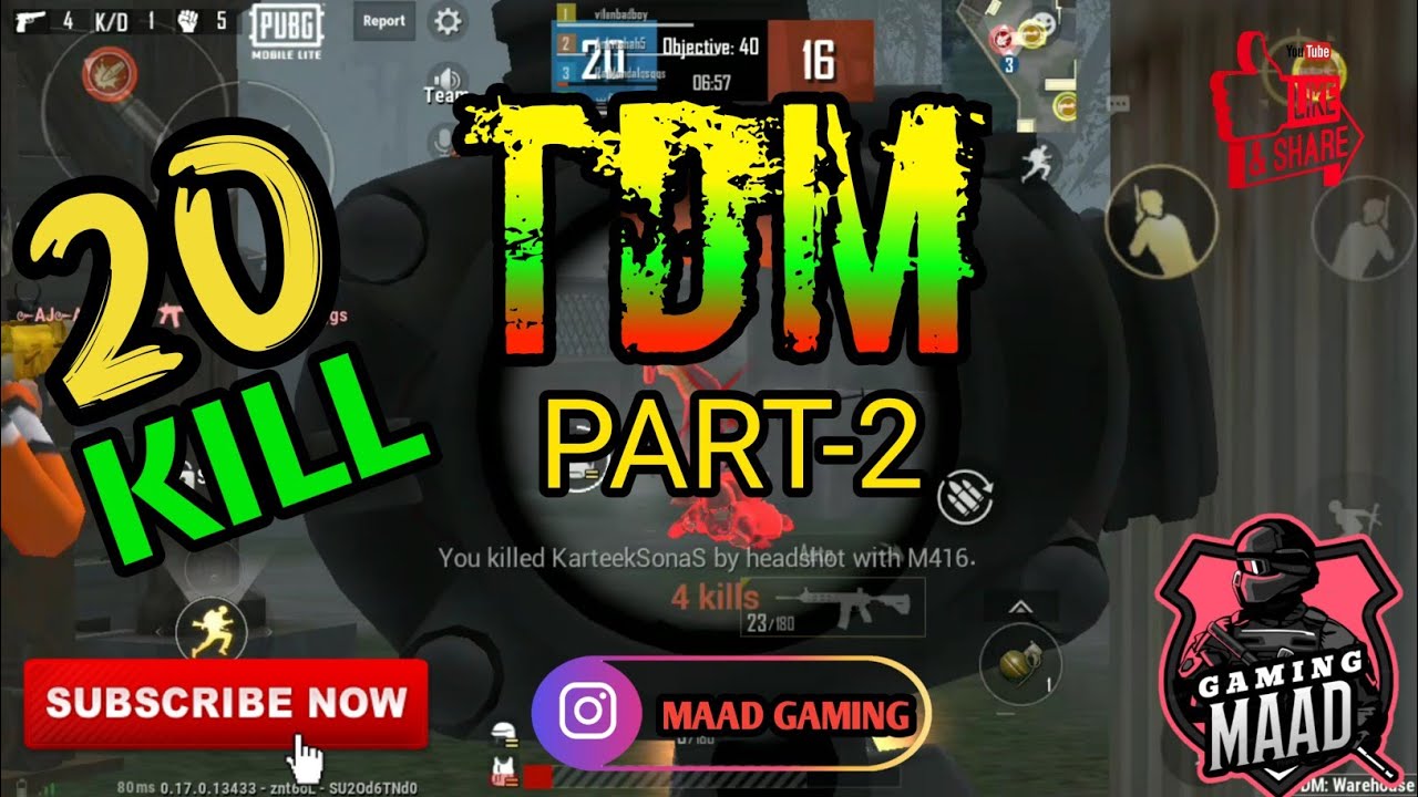 20 KILL INTENSE MATCH || TDM PART-2 ll MAAD GAMING|| PUBG LITE - YouTube