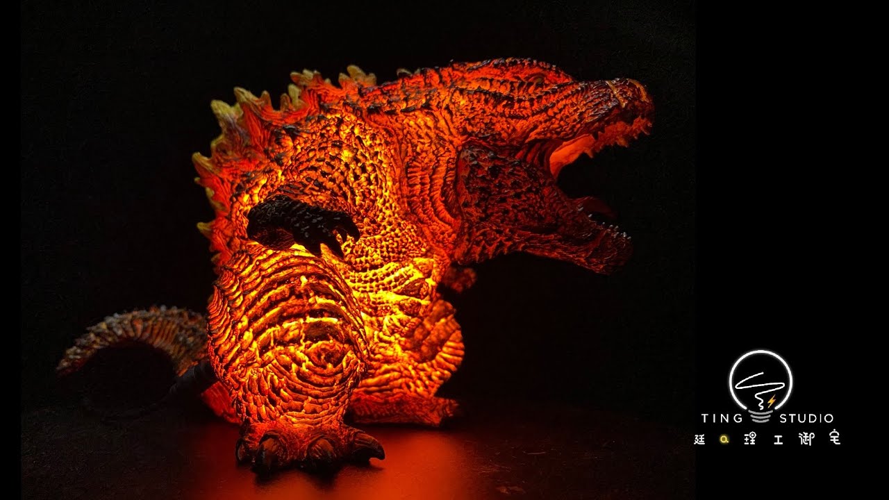 【廷a理工御宅】電改！ X-PLUS Q版紅蓮哥吉拉 普版變成少限發光版！| Xplus Burning GODZILLA LED ...