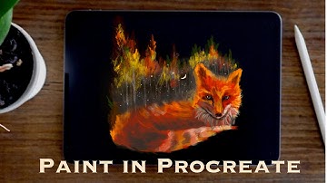 How to draw Fox and Forest in Procreate |iPad Painting Tutorial Paint with Basic Brushes The Pro Art