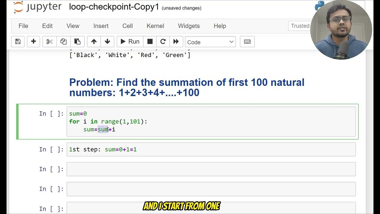 17. For Loop Example: Find Summation of First 100 Natural Numbers # ...