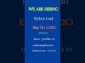Python Lead Remote #c2c #oracleerp #fullstackdeveloper #hiring #uidesignlearning #softwaredevep