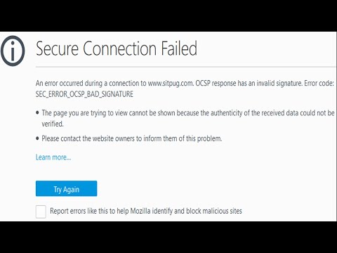 Secure Connection Failed Firefox Error code SEC ERROR OCSP INVALID SIGNING CERT