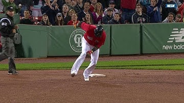 DET@BOS: Papi shaken up after slipping on first base