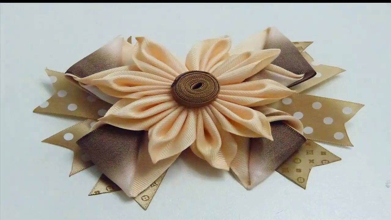 Como Hacer  Moños  y Flores de Liston,  Moños combinados  paso a paso, Manualidades la Hormiga