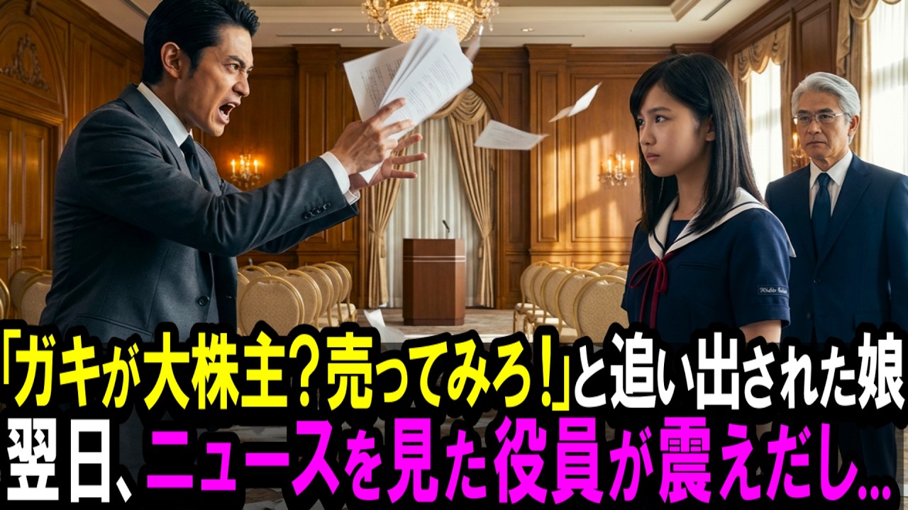 【スカッと】「ガキが大株主？じゃあ売ってみろ！」と株主総会を追い出された娘。翌日、ニュースを見た役員が震えだし...。【シニア】