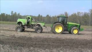 Tug O War 1941 Chevy Mega Mud Truck vs John deere Tractor