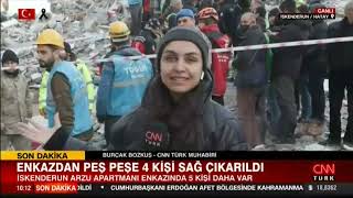 Enkazdan kurtarılanların canlı yayına yansıması ( Arzu Apartmanı / İskenderun)