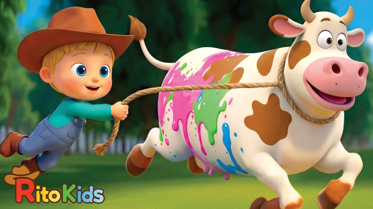 La vaca de Colores Y sus amigos de la granja - Canciones infantiles