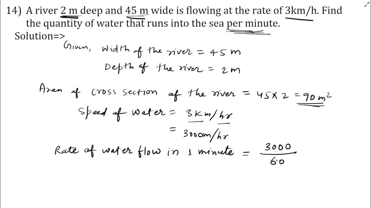 A River 2m Deep And 45m Wide Is Flowing At The Rate Of 3km h Find The a-river-2m-deep-and-45m-wide-is-flowing-at-the-rate-of-3km-h-find-the