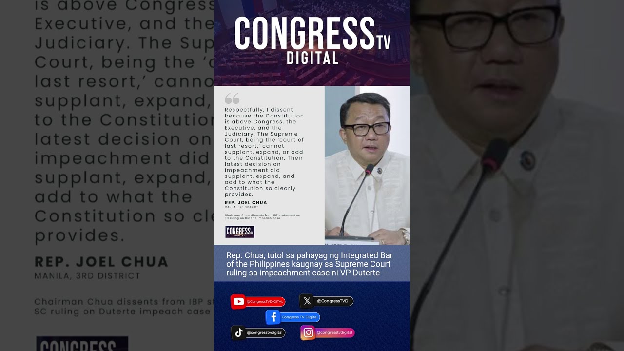 Rep Chua Tutol Sa Pahayag Ng IBP Kaugnay Supreme Court Ruling Impeachment Case Ni VP Duterte