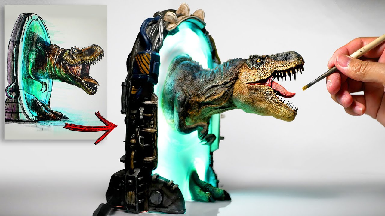 How To Make a TRex and Warp Gate Diorama / Polymer Clay / Epoxy resin