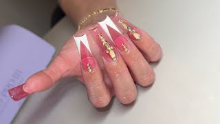 Step By Step, Beginner Friendly XL Acrylic Nails + Dealing With Oily Nail Beds, Prep, Long Nails ✨
