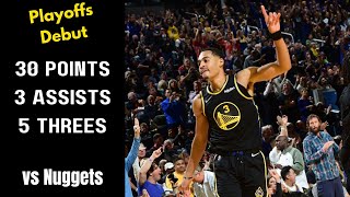 Jordan Poole Playoffs Debut 30 PTS, 3 AST, 5 Threes vs #6 Nuggets - PO G1 - Apr 16, 2022 News