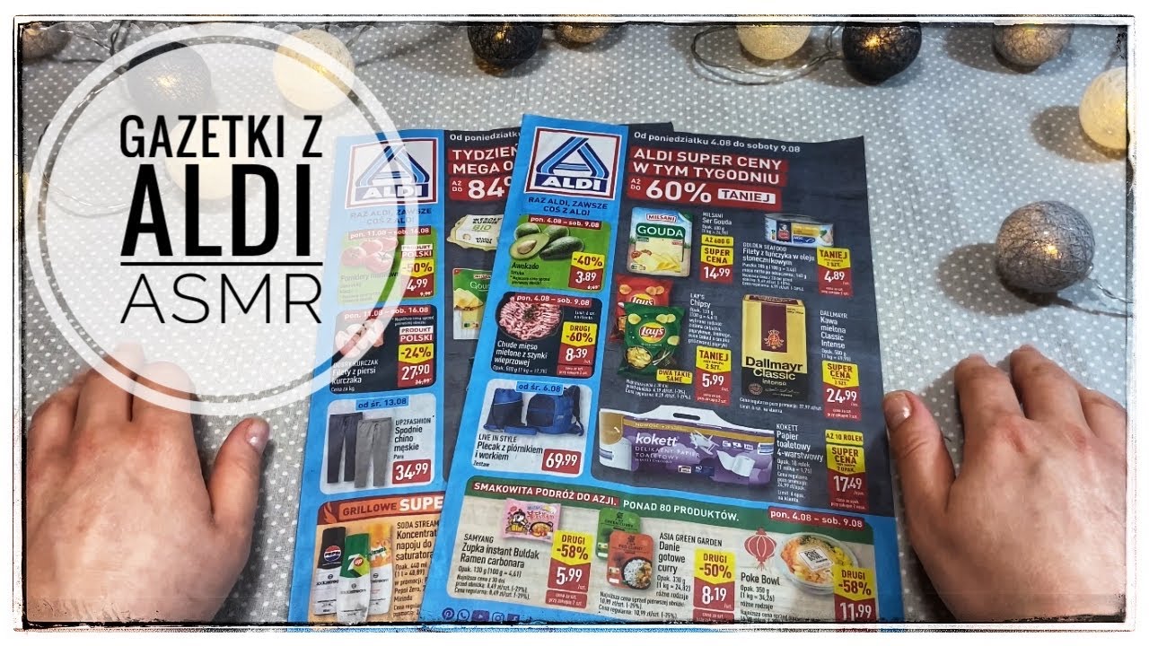 ASMR | Przegląd gazetek z Aldi + żucie gumy 🗞️💤😍