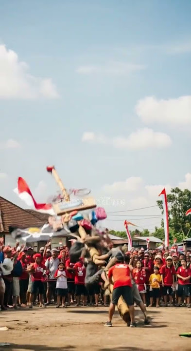PANIK! Lomba Panjat Pinang Berakhir Tragis Saat Bambu Ambruk di Tengah Keramaian