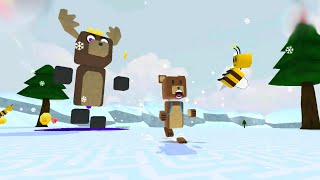 Jogo do urso, derrotamos a rena gigante no vale nevado, Super Bear Adventure, joguinho do urso kids