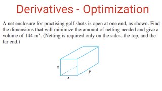 OPTIMIZATION: Dimensions That Will Minimize Amount Of Netting For Given Volume Net Worth