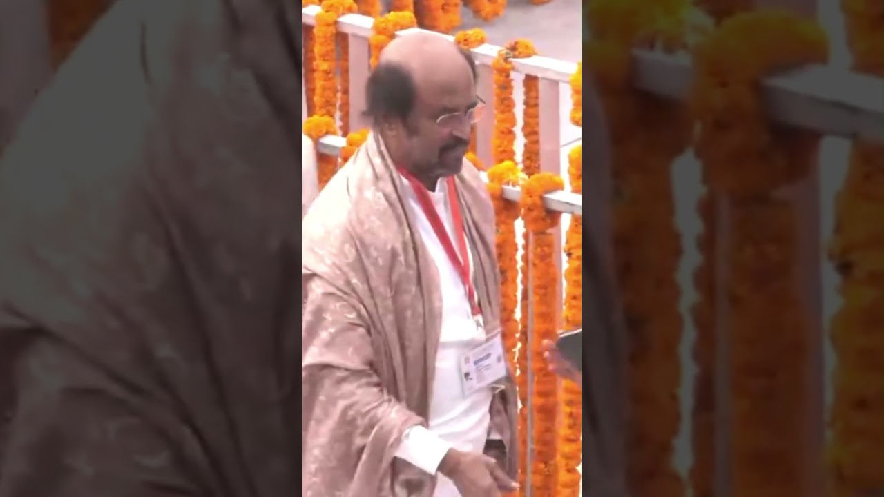 Superstar Rajinikanth arrives at  Ram  Temple in Ayodhya to attend the Pran Pratishtha ceremony