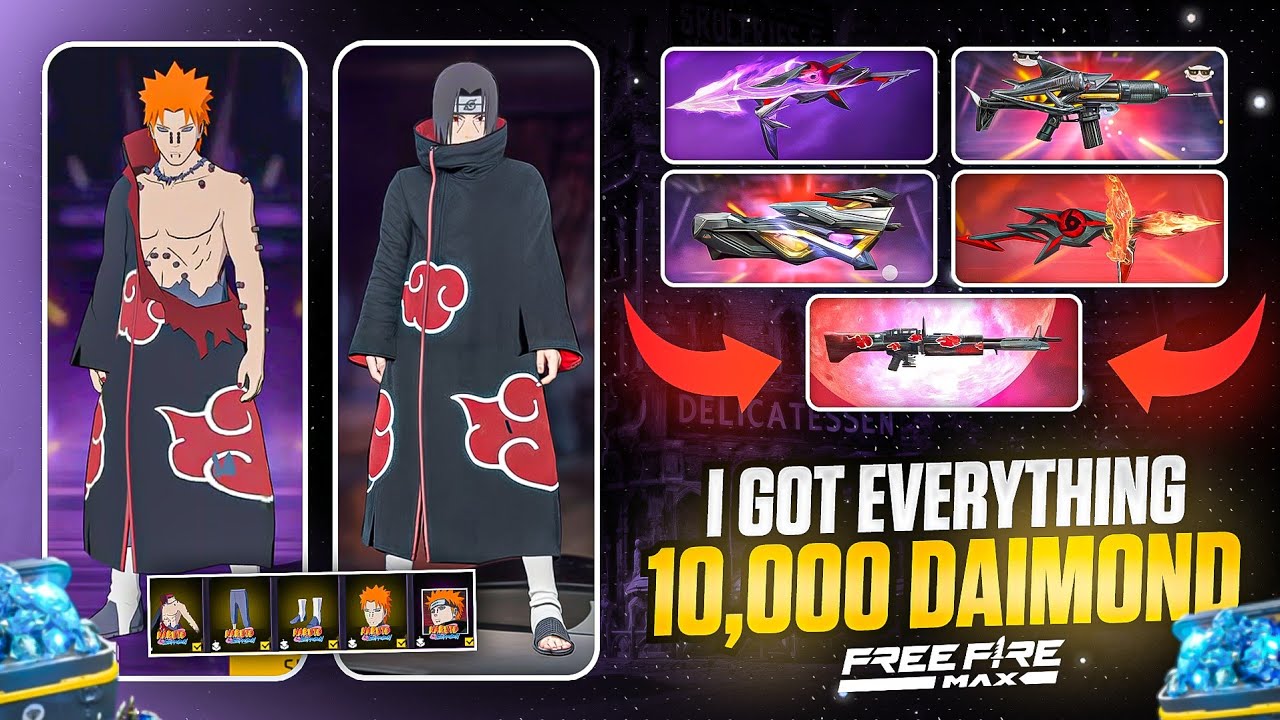 10,000 Diamonds 💎 ALL Luck Royale UNLOCKED in Free Fire MAX | Naruto x Free Fire OB50 Event