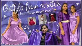 Outfits from scratch for new year eve 🥳🥂|| for me and sister 😍|| purple theme 💜|| Sonys diary