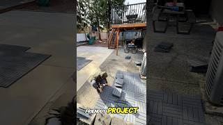 Installing deck tile at the backyard #daddydaughter #kids #backyardprojects #diyer  #diyprojects