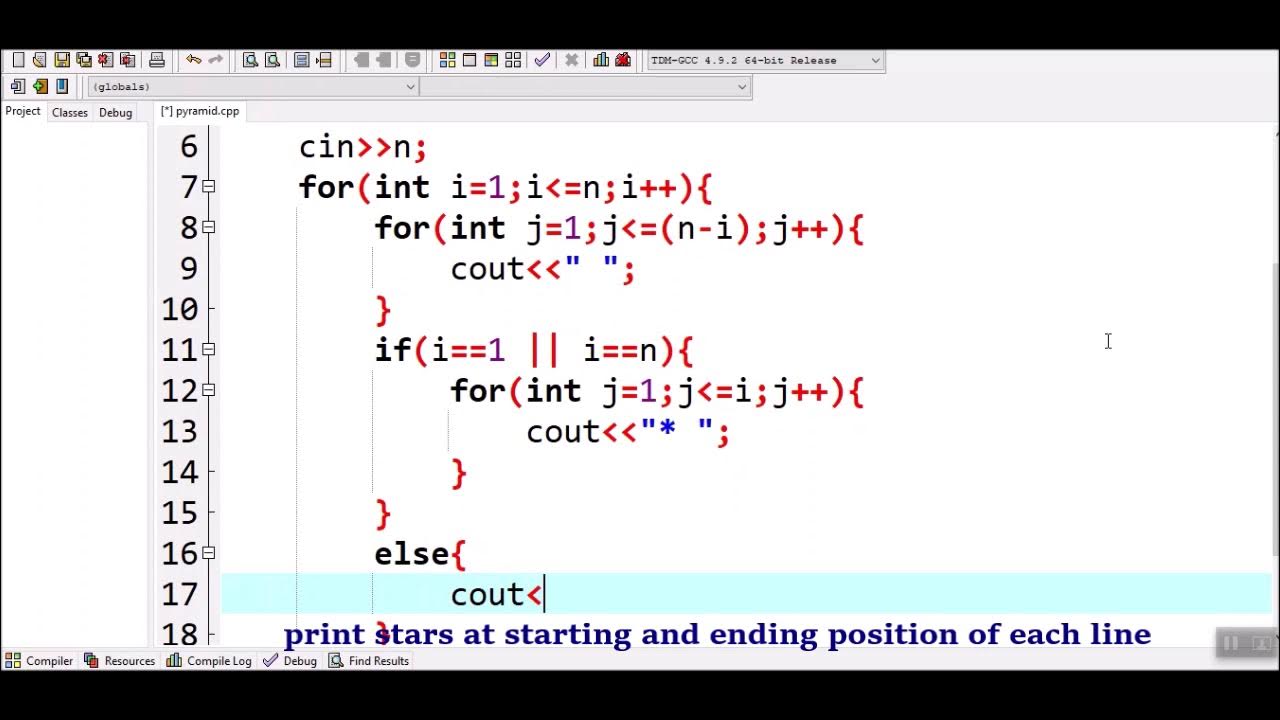 How to print hollow pyramid pattern in C++ - YouTube