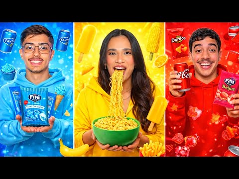 COMENDO COMIDAS AZUIS, AMARELAS E VERMELHAS POR UM DIA! 