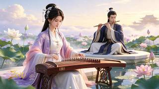 Soothing Chinese Zen Music | Soft Guzheng & Flute Over Misty Lotus Pond for Anxiety Relief & Sleep screenshot 4