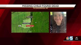 Missing 9-year-old girl found dead in Ticonderoga, police say
