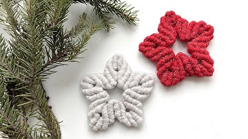 Macrame Christmas ornaments | Macrame snowflake | Macrame star