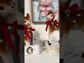 Raz 8" Deer with Red Bow Vintage Christmas Figures Set of 2 4623019