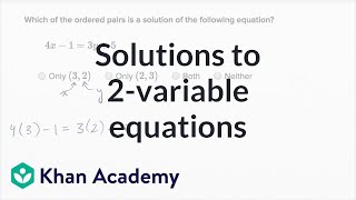 Checking Ordered Pair Solutions To Equations Example 2 | Algebra I | Khan Academy