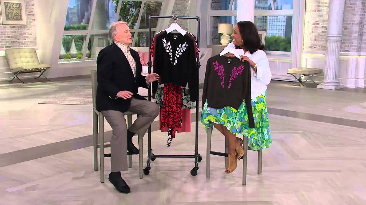 Bob Mackie's Art Deco Vine Button Front Cardigan with Leah Williams