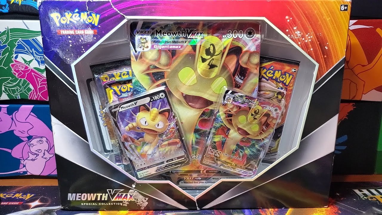 pokemon trading card game meowth vmax special collection Case(6 Boxes)  GilbertGames [2] Foil Promo Cards featuring Meowth V Meowth VMAX SWSH005 029 |