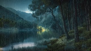 Moonlit Reflections | Rain Serenade At The Forest Lake In Evening | Reduce Stress | Insomnia Relief