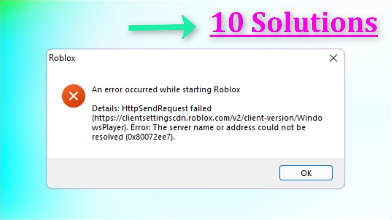 Roblox studio start-up crash error HttpError:TlsVerificationFail