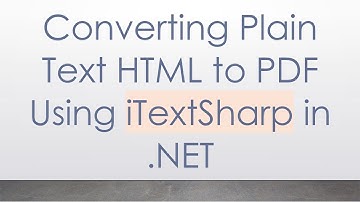 Converting Plain Text HTML to PDF Using iTextSharp in .NET