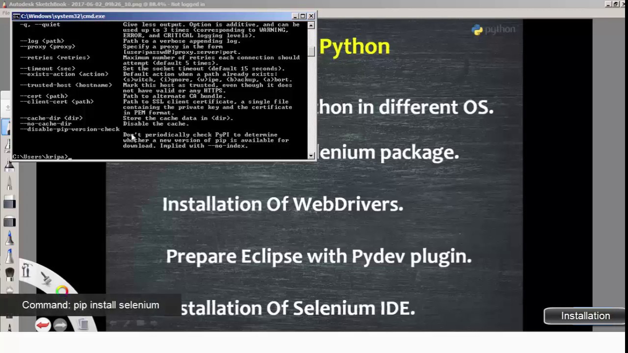 Python pip and selenium installation - YouTube