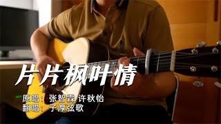 Video thumbnail of "张智霖 许秋怡《片片枫叶情》吉他弹唱，情歌对唱经典。~吉他弹唱~怀旧经典歌曲演奏【子厚弦歌】"