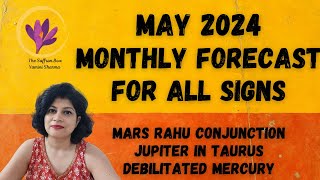 Monthly Predictions  May 2024 for all ascendants/signs | Mars Rahu Conjunction/Debilitated Mercury