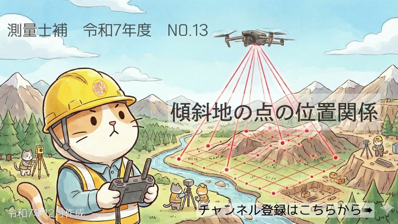 測量士補過去問解説令和07年No13「傾斜地の点の位置関係」