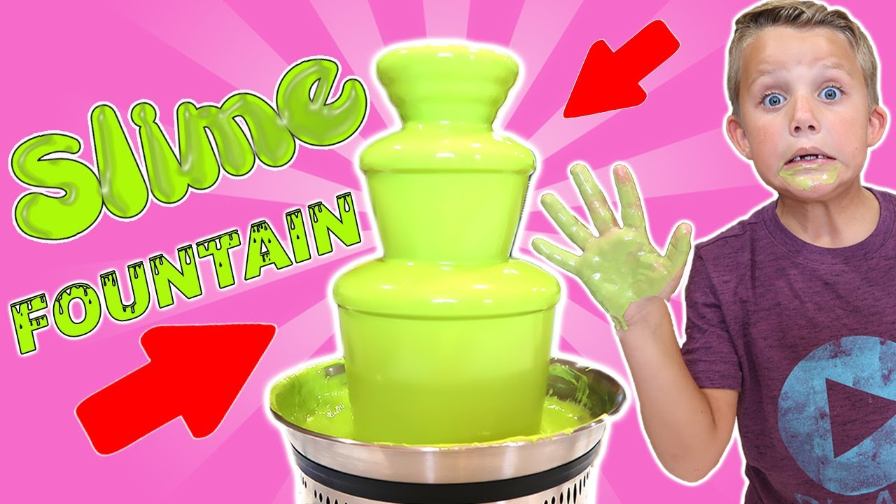 Giant Chocolate Fountain Battle SLIME FOUNTAIN CHALLENGE Open Huge Candy Filled Surprise Egg SMASH!