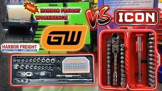 ICON VS GEARWRENCH BIT SET!!! / Which is BETTER?  NEW HARBOR FREIGHT WORKBENCH #harborfreight #tools