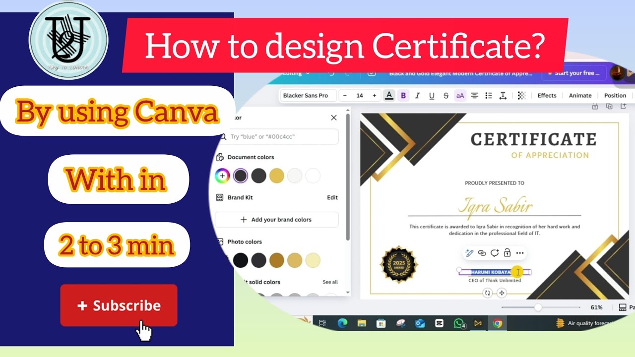 How to Make a Professional Certificate in Canva | Step-by-Step Tutorial ...